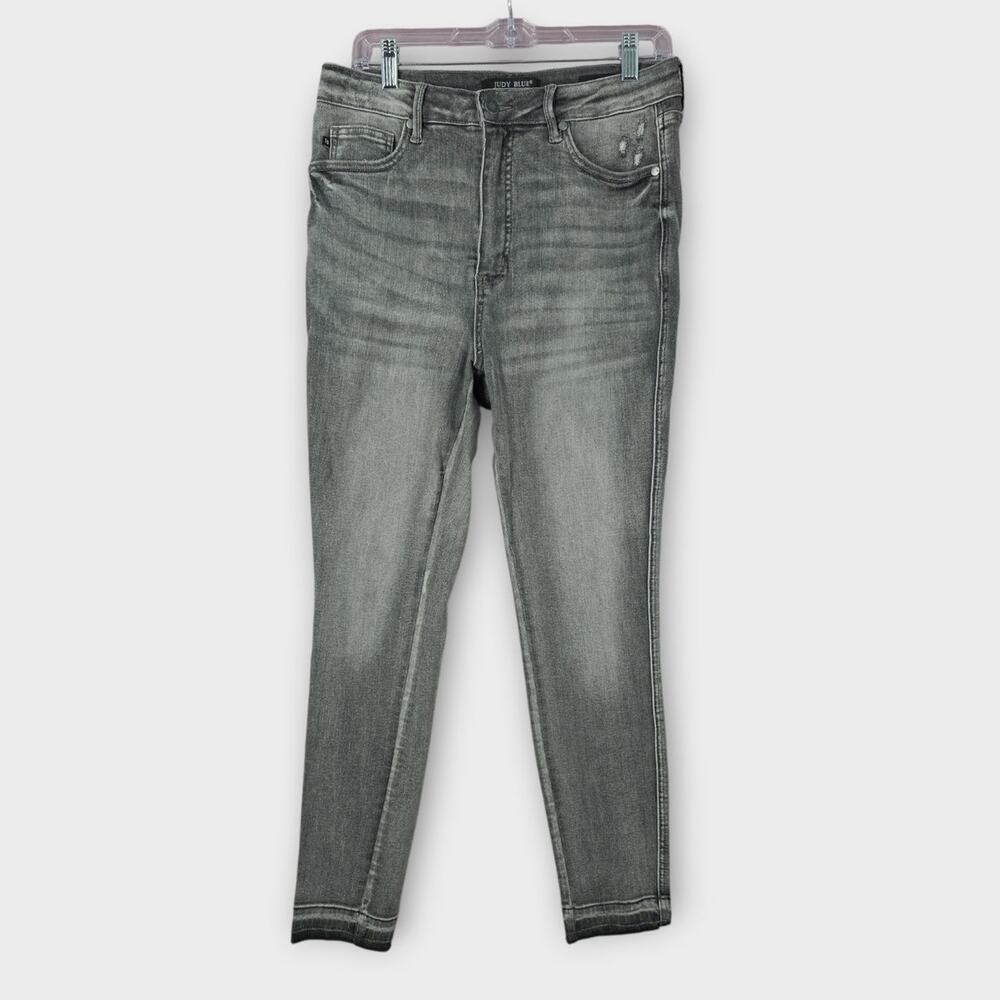 Judy Blue Jeans Women's 11/30 Gray Distressed Stretch Skinny Fit High-Rise